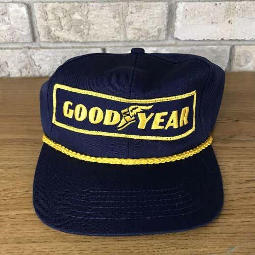 Vtg Goodyear Hat Snapback Ball Cap Navy Blue Logo Tires K Product Rope Vintage