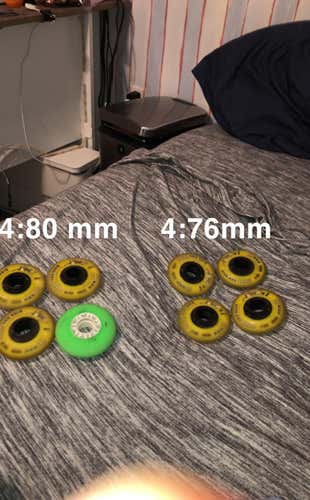 Gold And Green Used Rink Rat Wheels