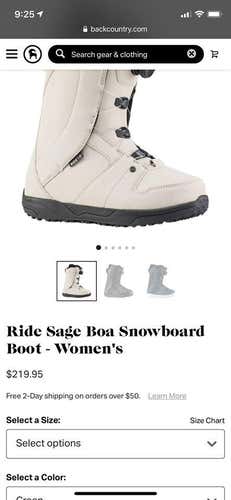 Used 8.0 (Women's 9.0) Ride Sage Snowboard Boots All Mountain