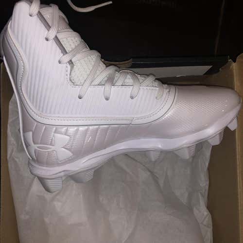 Under Armour Highlight New Nib LAX Lacrosse White Unisex Molded Cleats High Top 1.5 1.5Y