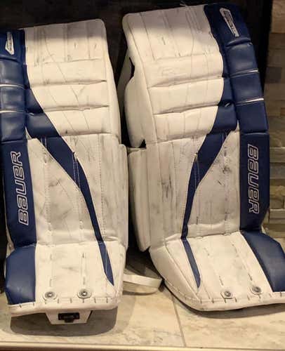 Blue Used Junior 28" Bauer Reactor 2000 Goalie Leg Pads