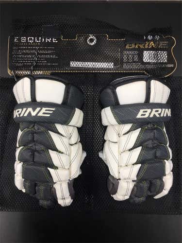 New White/Black  Brine  Esquire 13" Goalie Gloves With Articulated Thumb