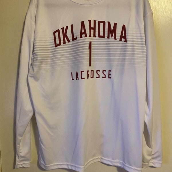 Oklahoma Lacrosse # 1 White Adult Extra Large LS Shooting Jersey