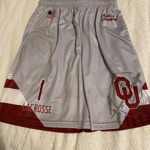 Oklahoma Lacrosse Gray Adult Large Shorts