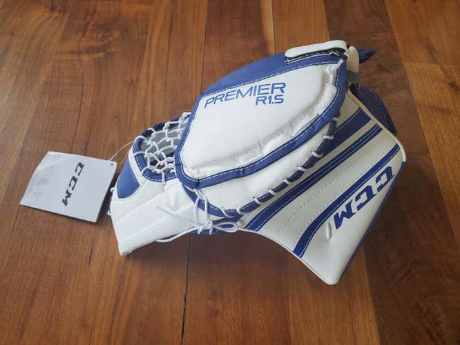 White New Junior CCM Regular Premier R1.9 Glove Catcher