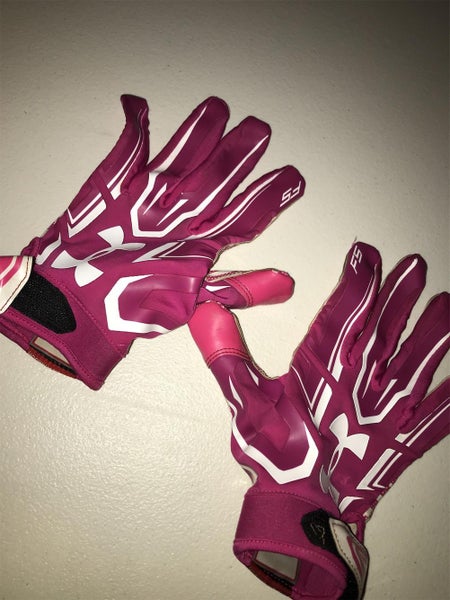 Pink Under Armour F5 Football Gloves