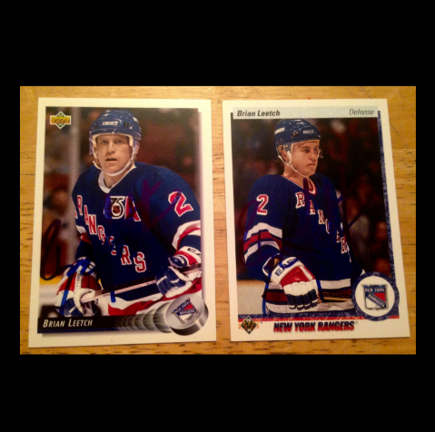 2 Brian Leetch New York Rangers Signed Hockey Cards