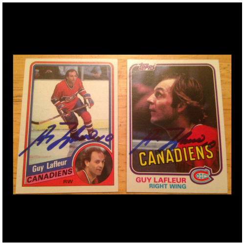 2 Guy LaFleur Montreal Canadiens Signed Hockey Cards