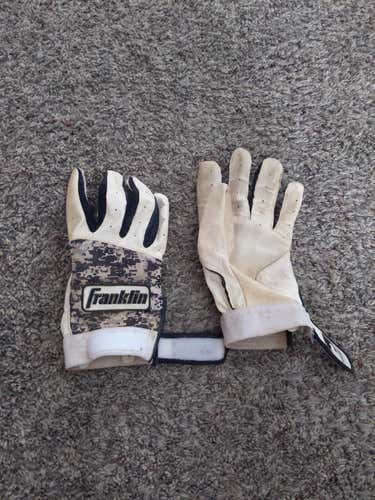 White Used Large Franklin Batting Gloves