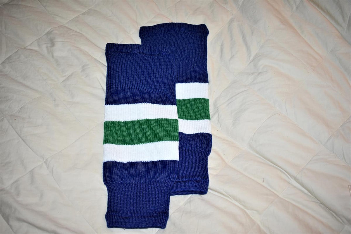 New - Mites Hockey Socks, Blue/White/Green