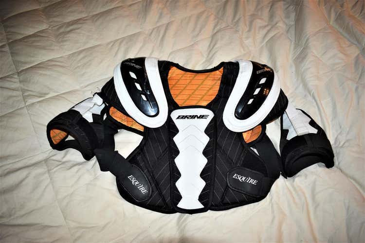Brine Esquire Lacrosse Shoulder Pads, Black/White, Adult Small