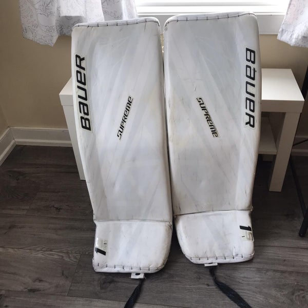 White Senior 35" Bauer Supreme 1S Pro Stock Goalie Leg Pads