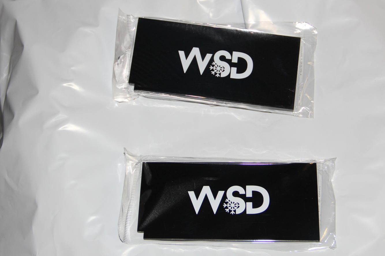 WSD ski and Snowboard wax scraper 30cm long with bonus bulk yellow 100gram wax 
