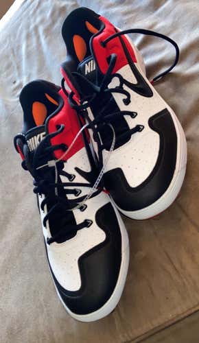 Nike Alpha huarache White/red/black Men's Metal Cleats Low