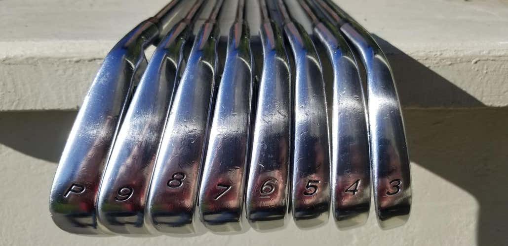 Used Men's TaylorMade Right Hand R9 TP B Stamp 8 piece Iron Set Stiff Flex KBS Tour Steel Shaft 3-PW