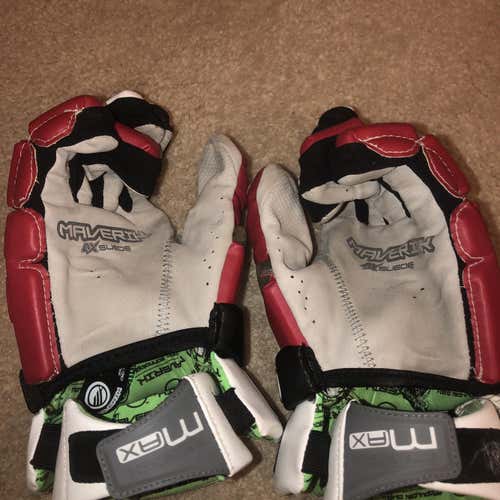 White Used Player Maverik Max 13" Lacrosse Gloves