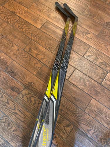 2 Pack New Left Handed Supreme 1S Toe Pro Stock Hockey Stick