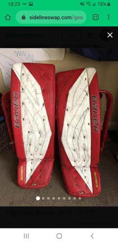 Red Senior Used 35" Bauer Supreme TotalOne Goalie Leg Pads