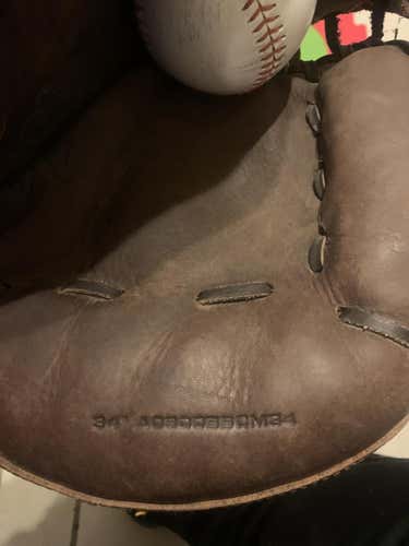 Brown Used High School/College Wilson Right Handed Catcher's A800 Baseball Glove 34"