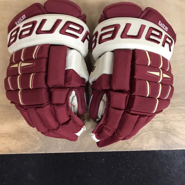 Very Rare Slightly Used  Boston College Bauer 4 Roll Pro 15" Pro Stock Gloves