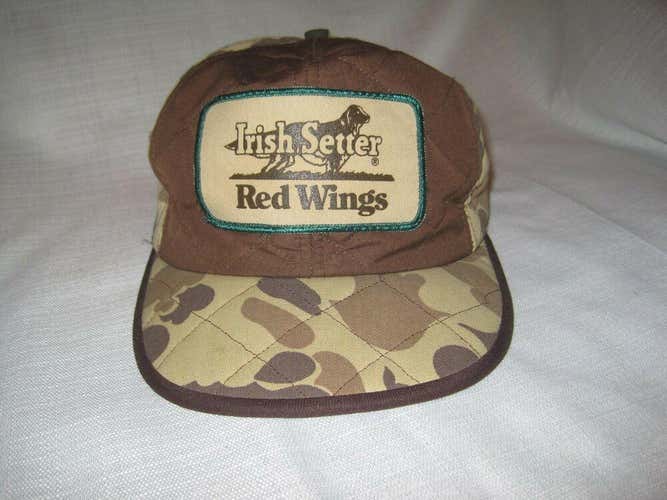 Vintage Irish Setter Red Wings Camo Duck Hunting Hat L/XL Brown Ear Flaps Lined