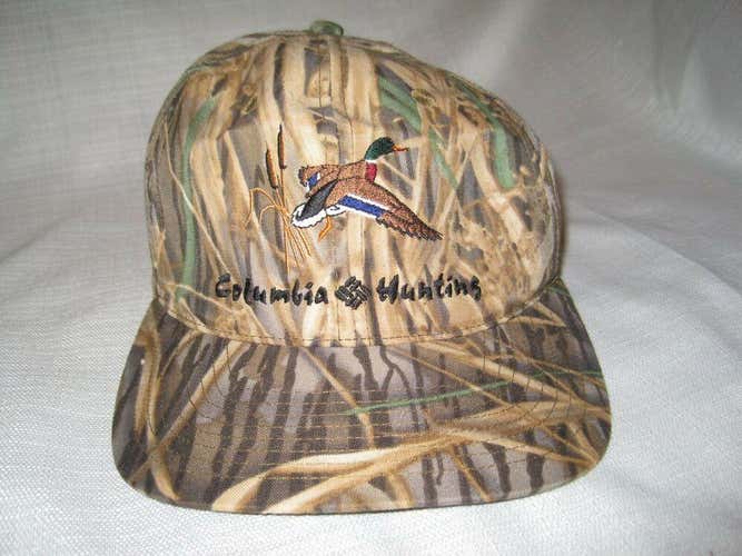 Vintage Columbia Camo Duck Hunting Baseball Hat Adjustable Brown Mallard