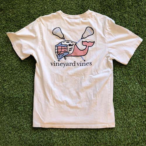 Men’s Small Vineyard Vines Lacrosse Whale Short Sleeve T Shirt White