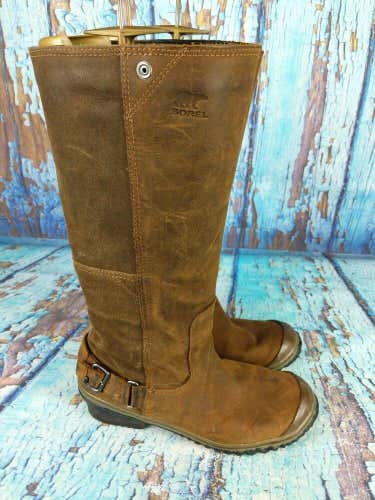 Sorel Slimboot Brown Grill NL2108-260 Tall Leather Winter Boots Women's Size: 8