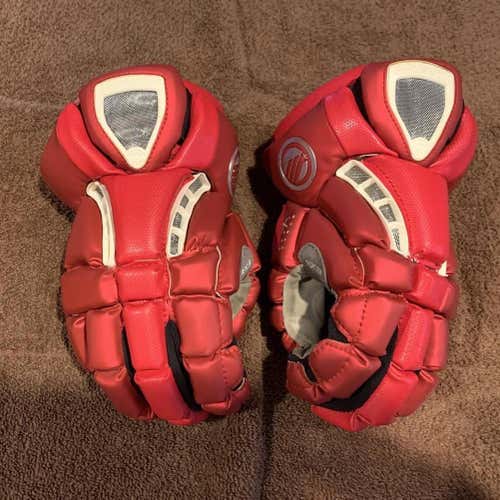 Red Used Maverik Rome RX3 Lacrosse Gloves 12"