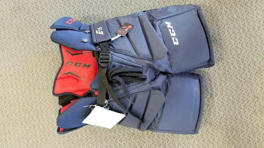 CCM Extreme Flex Shield E1.5 Junior Large Goal Pants Breezers Navy Blue L Goalie  *No Trade*