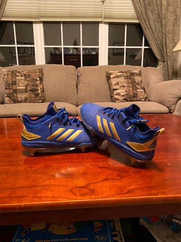 Adidas Adizero Blue And Gold Men's Metal Cleats Low Cut