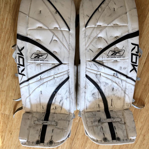 White Used 34" Reebok Pro Stock Goalie Leg Pads