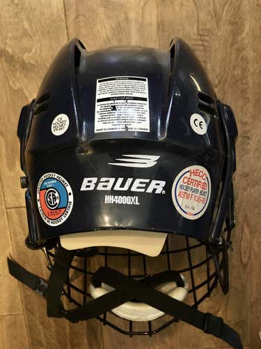 Blue Used Extra Large Bauer HH4000 Helmet w/ Cage