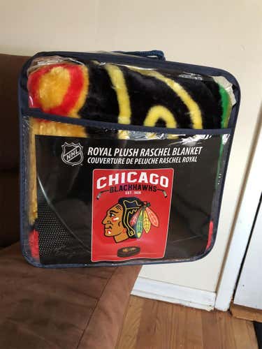 Chicago Blackhawks Northwest Royal Plush Raschel Blanket 60 X 80