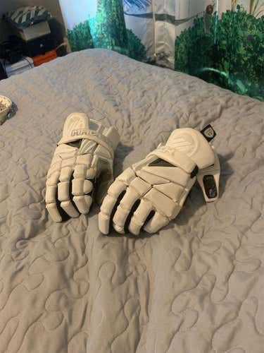 White Used Player Maverik Max 13" Lacrosse Gloves