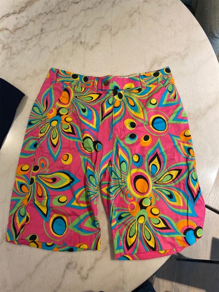 Vintage Inspired Pink Blue Yellow Orange Floral Psychedelic Men's Loudmouth  Golf Shorts, John Daly | SidelineSwap