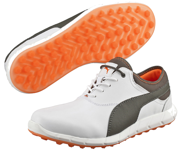 Men's 11.5 Why/Orange/Gray Puma Golf Ignite spikeless golf shoes #188679