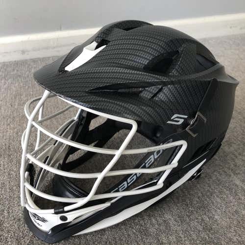 Lightly Used Carbon Fiber Cascade S Helmet. White Jaw & Cage. Really Great Condition