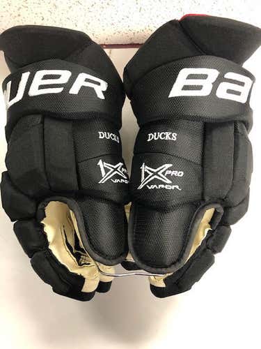 Black New Senior Bauer Vapor 1X Pro Gloves 15" Pro Stock / DUCKS