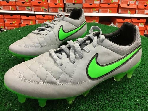 New Nike Tiempo V FG Soccer Grey / Green Soccer Cleats Size 5 PRICE | SidelineSwap