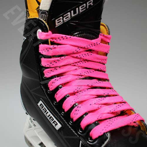 NEW Elite Pro X7 Molded Tip Wide Hockey Skate Laces - Neon Pink / Navy
