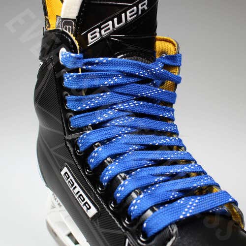 NEW Elite Pro X7 Molded Tip Wide Hockey Laces - Royal / White