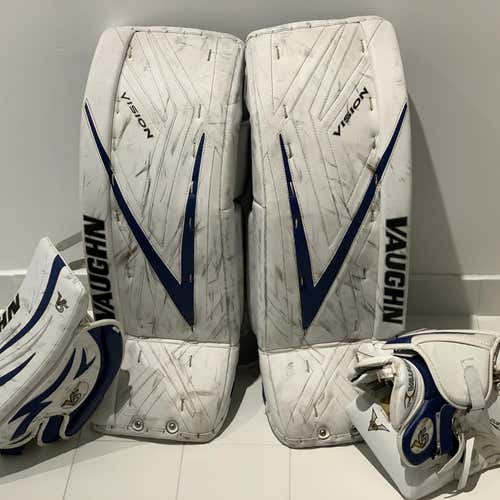 Vaughn 32+1 Vision 9400 Leg Pads and Velocity V5 glove Catcher blocker Goalie Full Set