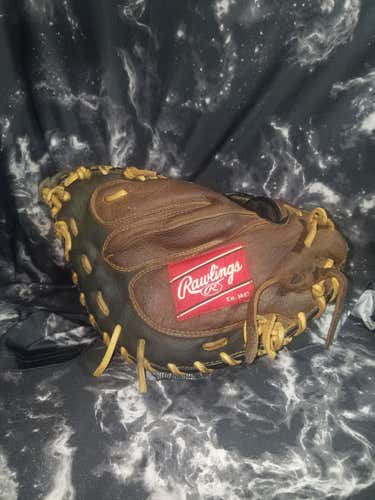 Brown Used Rawlings Right Handed Catcher's mitt Player Preferred Lite Toe Glove 33"