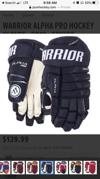 Blue New Warrior Alpha DX Pro 14" Pro Stock Gloves