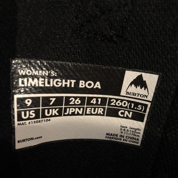 Women's 8.0 (Women's 9.0) Burton Limelight Medium Flex Snowboard Boots