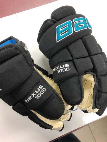 Black New Senior Bauer Nexus 1000 Gloves 14" Pro Stock / SHARKS