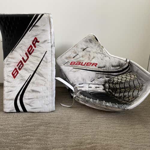 Senior Regular Supreme 2S Pro Goalie Glove And Blocker White/Black/Red