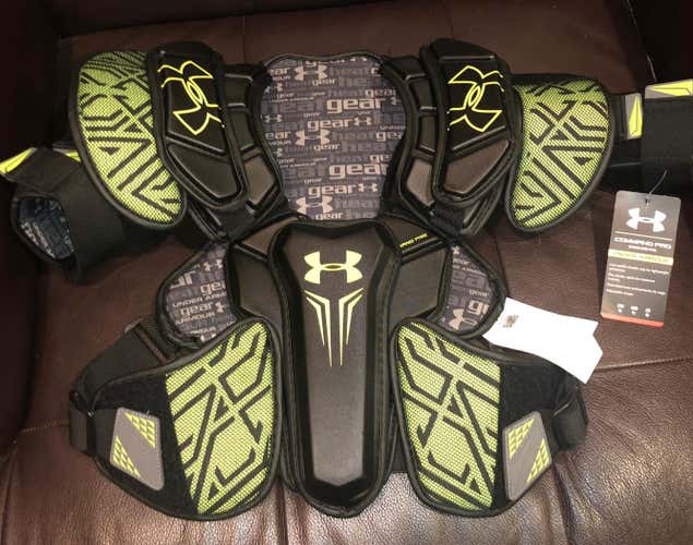 New Medium Under Armour Command Pro Shoulder Pads LAX Lacrosse Chest NWT