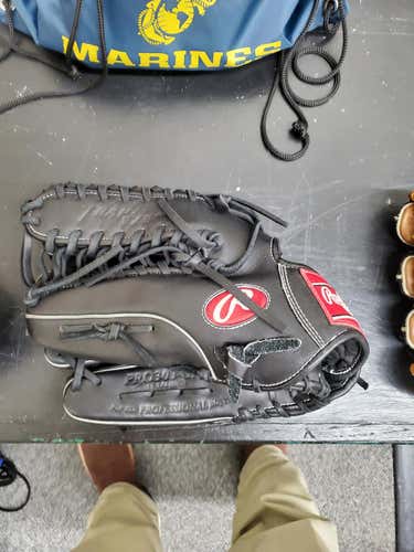 Black Used High School/College Left Handed Outfield Rawlings Heart of the Hide Baseball Glove 12.75"